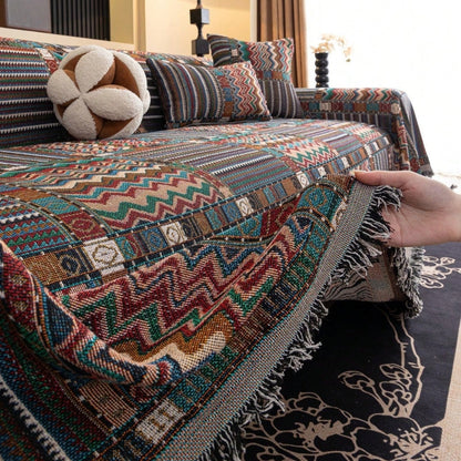 Aurelia Boho Bankhoes - Zachte Chenille, Geometrische Patronen 2