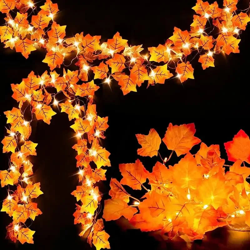 AutumnGleam Lichtsnoer Buiten - LED met Pompoen en Ahornblad, Energiezuinig 1