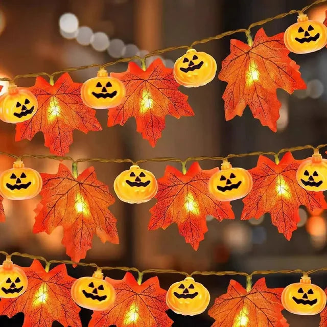 AutumnGleam Lichtsnoer Buiten - LED met Pompoen en Ahornblad, Energiezuinig 2
