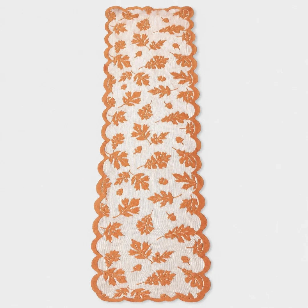 Autumna Tafelloper - Polyester, Roestbruin Herfstbladmotief 0
