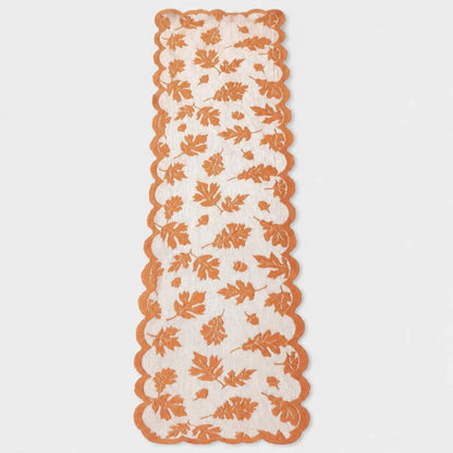 Autumna Tafelloper - Polyester, Roestbruin Herfstbladmotief 0