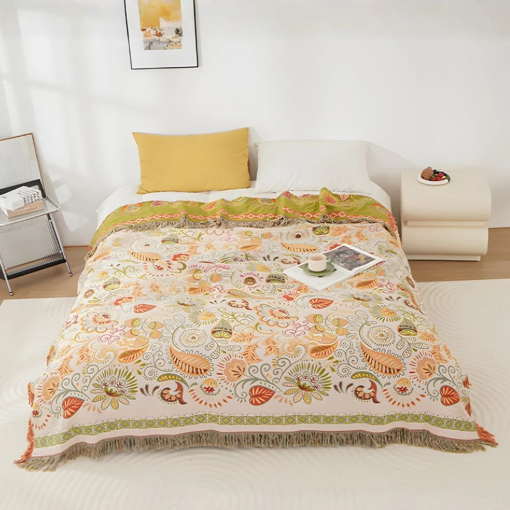 Aveline Deken - Katoen, Omkeerbaar Boho Floral 0