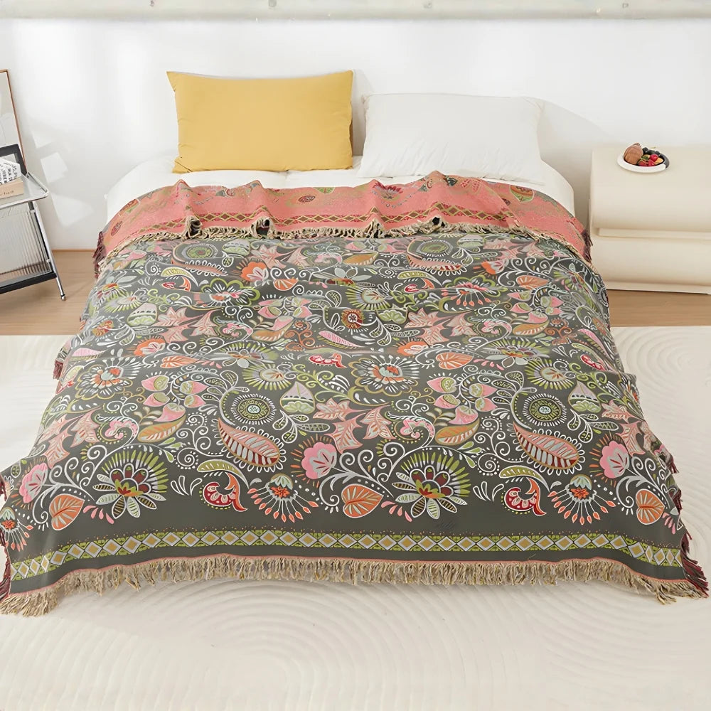 Aveline Deken - Katoen, Omkeerbaar Boho Floral 1
