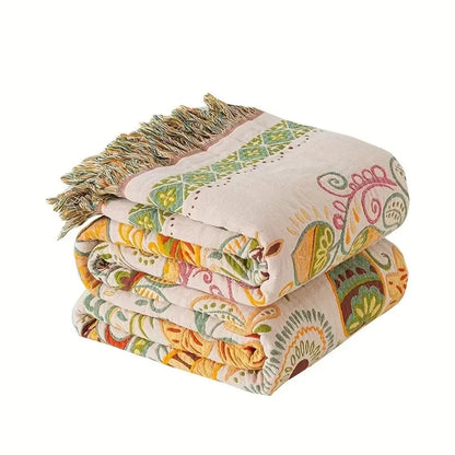 Aveline Deken - Katoen, Omkeerbaar Boho Floral 6