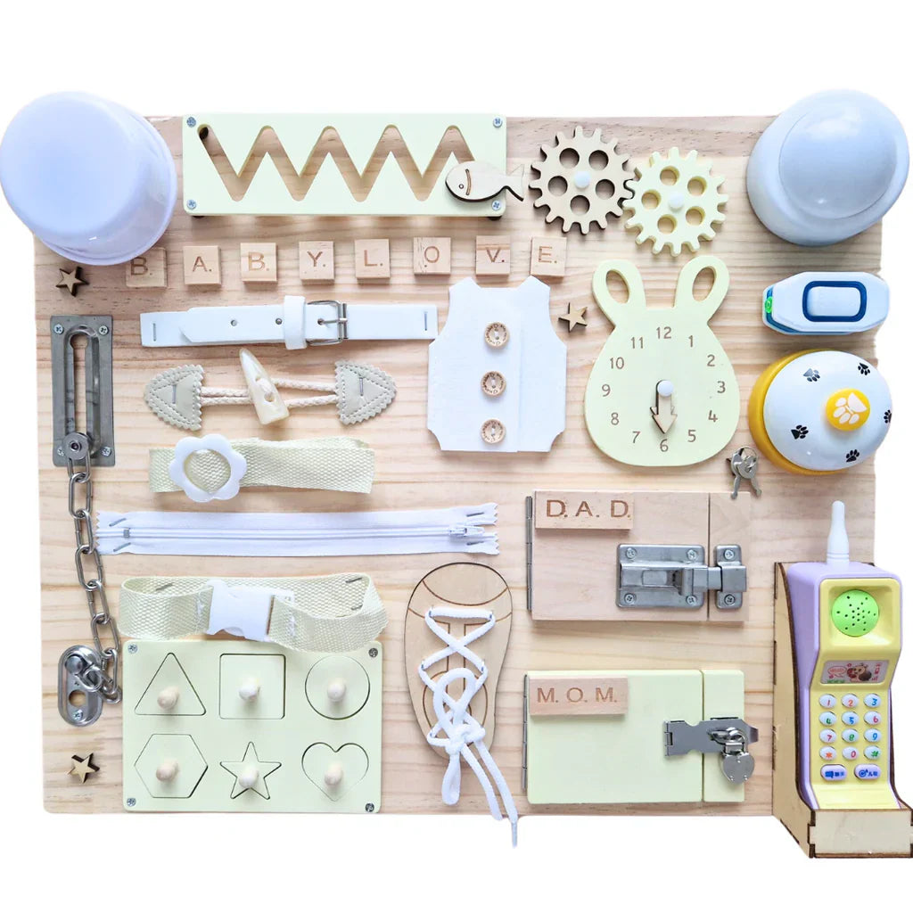 4Little™ -  Montessori handgemaakte Activiteitenbord - Hout sensory speelgoed