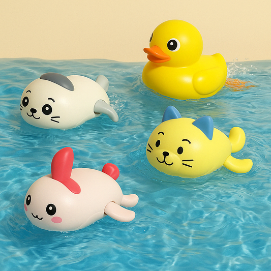 SwimSpinny™ – Opwindbaar Dierenspeeltje voor in Bad – Drijvend Badspeelplezier