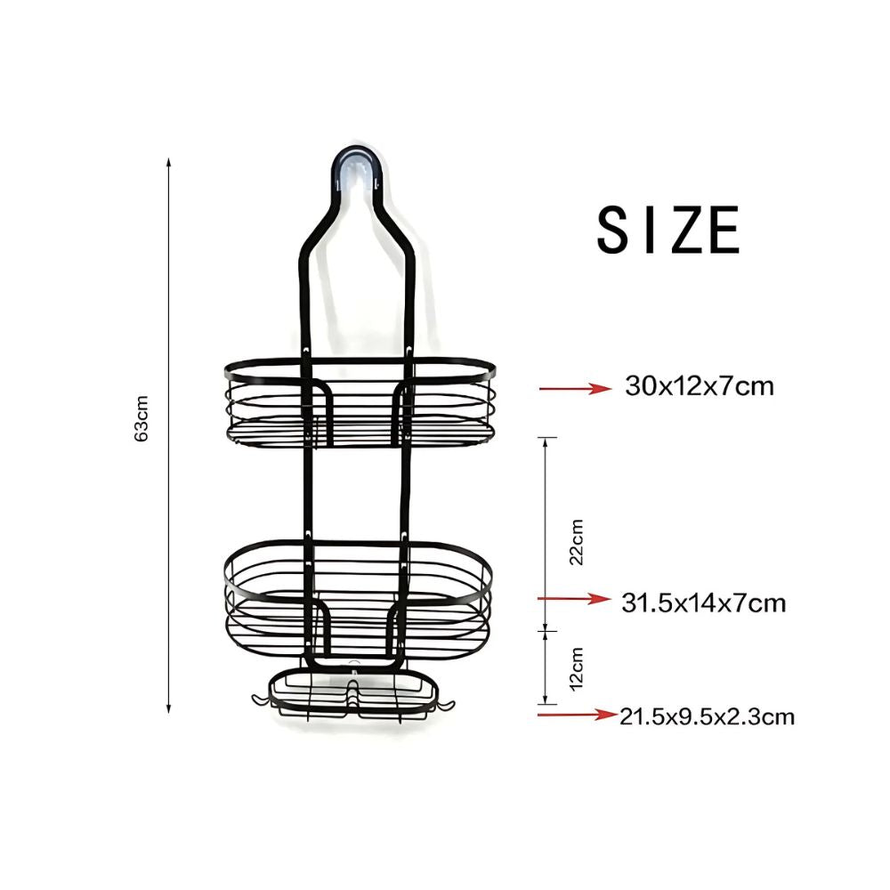 TriTierShower™ – 3-Laags Douche Organizer Caddy – Boorvrije Wandplank Opslag