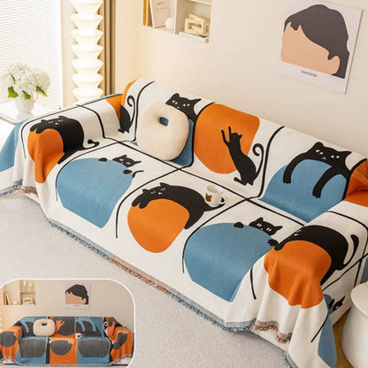 Bello Bankhoes - Geweven Chenille, Kattenprint Multifunctioneel 1