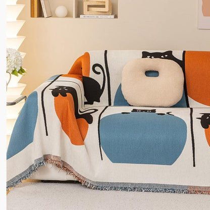 Bello Bankhoes - Geweven Chenille, Kattenprint Multifunctioneel 3