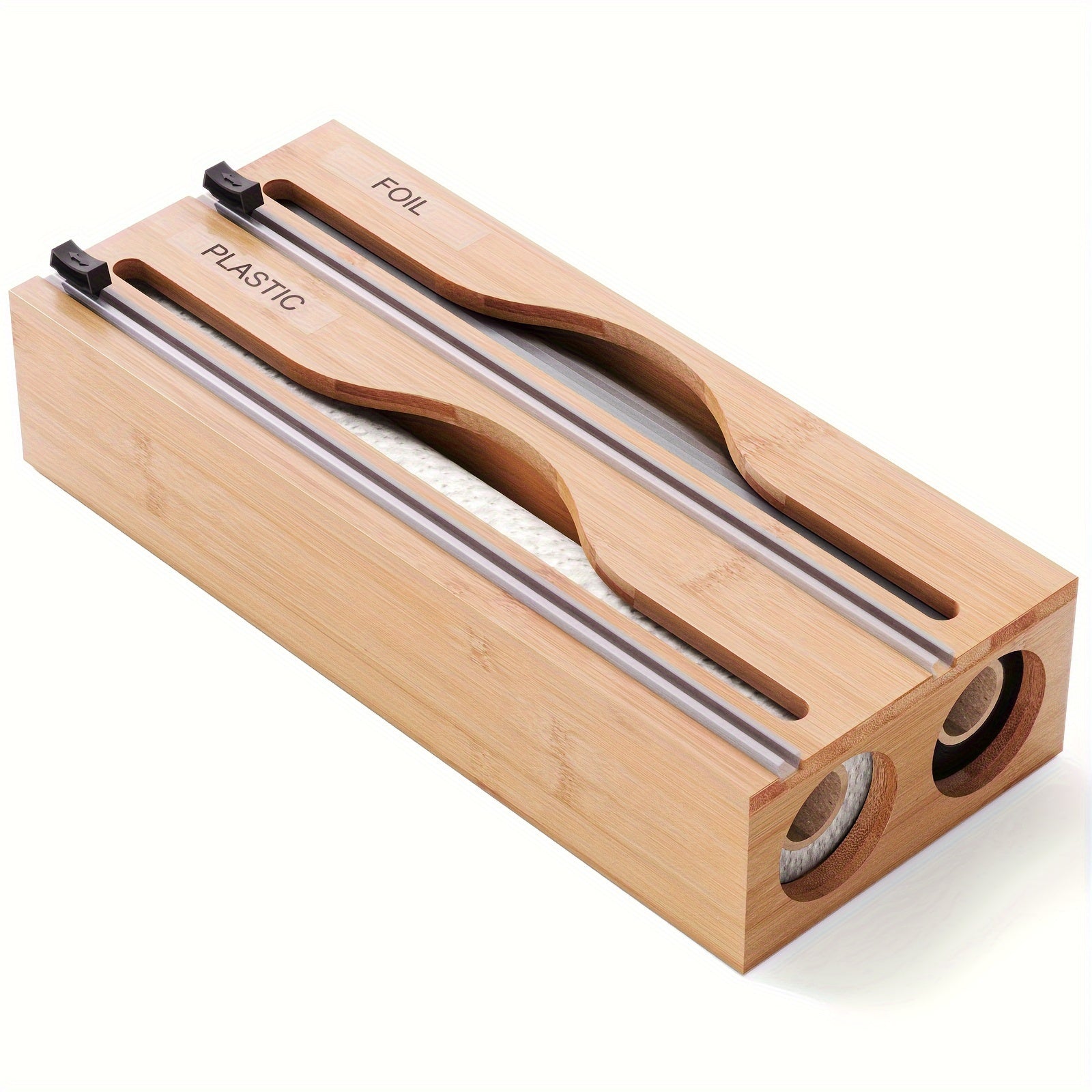 Bento Folie Dispenser - Bamboe 2-in-1 met Snijder 0