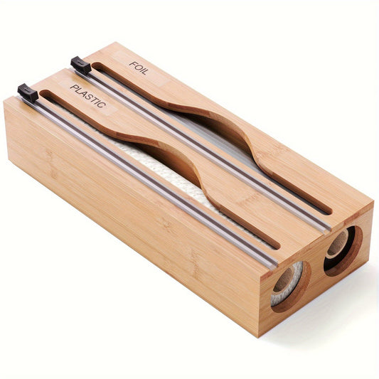 Bento Folie Dispenser - Bamboe 2-in-1 met Snijder 0