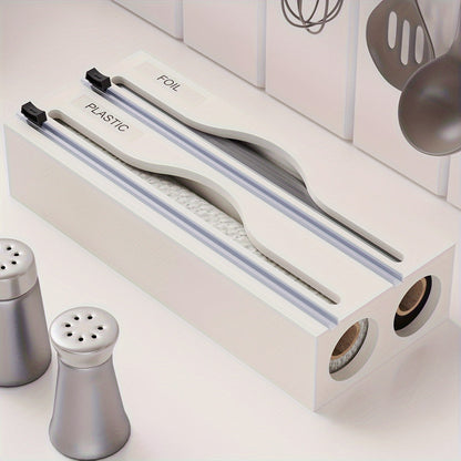 Bento Folie Dispenser - Bamboe 2-in-1 met Snijder 4