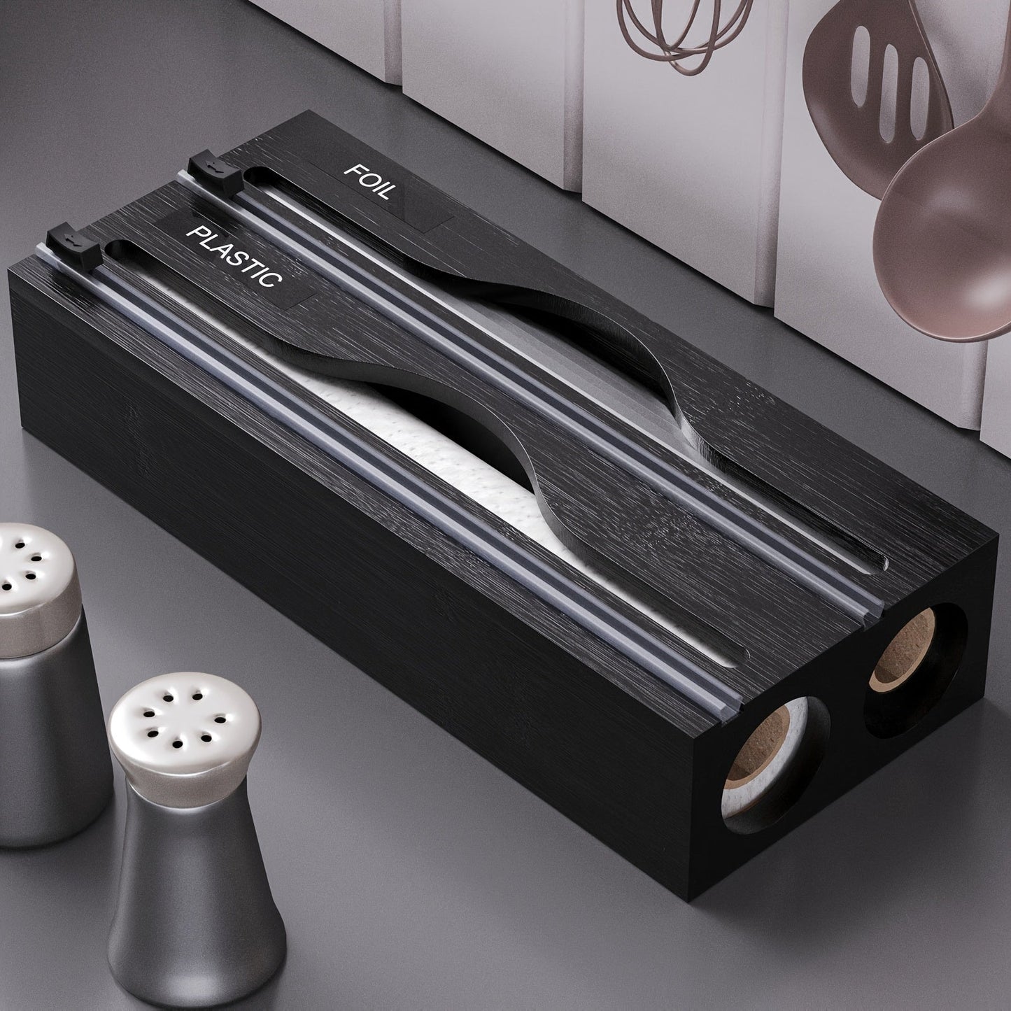 Bento Folie Dispenser - Bamboe 2-in-1 met Snijder 6