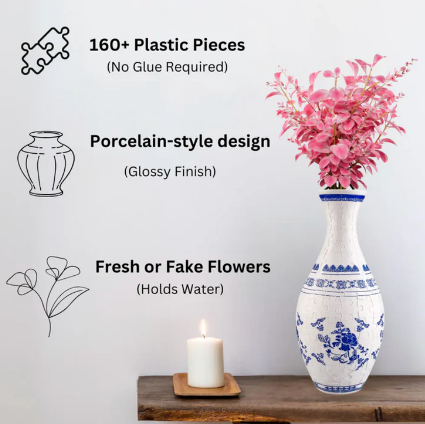 BloomCraft™ – 3D Puzzelvaas om Zelf te Bouwen – Decoratieve Bloemenvaas
