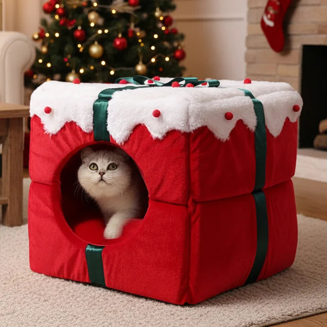 Blitzennap Huisdierbed - Halfgesloten, Kerstthema, Antislip 1