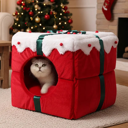 Blitzennap Huisdierbed - Halfgesloten, Kerstthema, Antislip 1