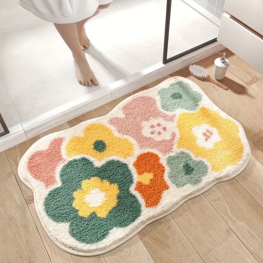 Bloeimatte Badmat Antislip - Zacht Microvezel, Absorberend 1