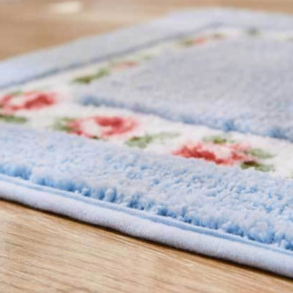 Bloeisels Badmat Antislip - Zachte Microvezel, Ovaal Bloemenontwerp 5