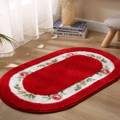 Bloeisels Badmat Antislip - Zachte Microvezel, Ovaal Bloemenontwerp 8