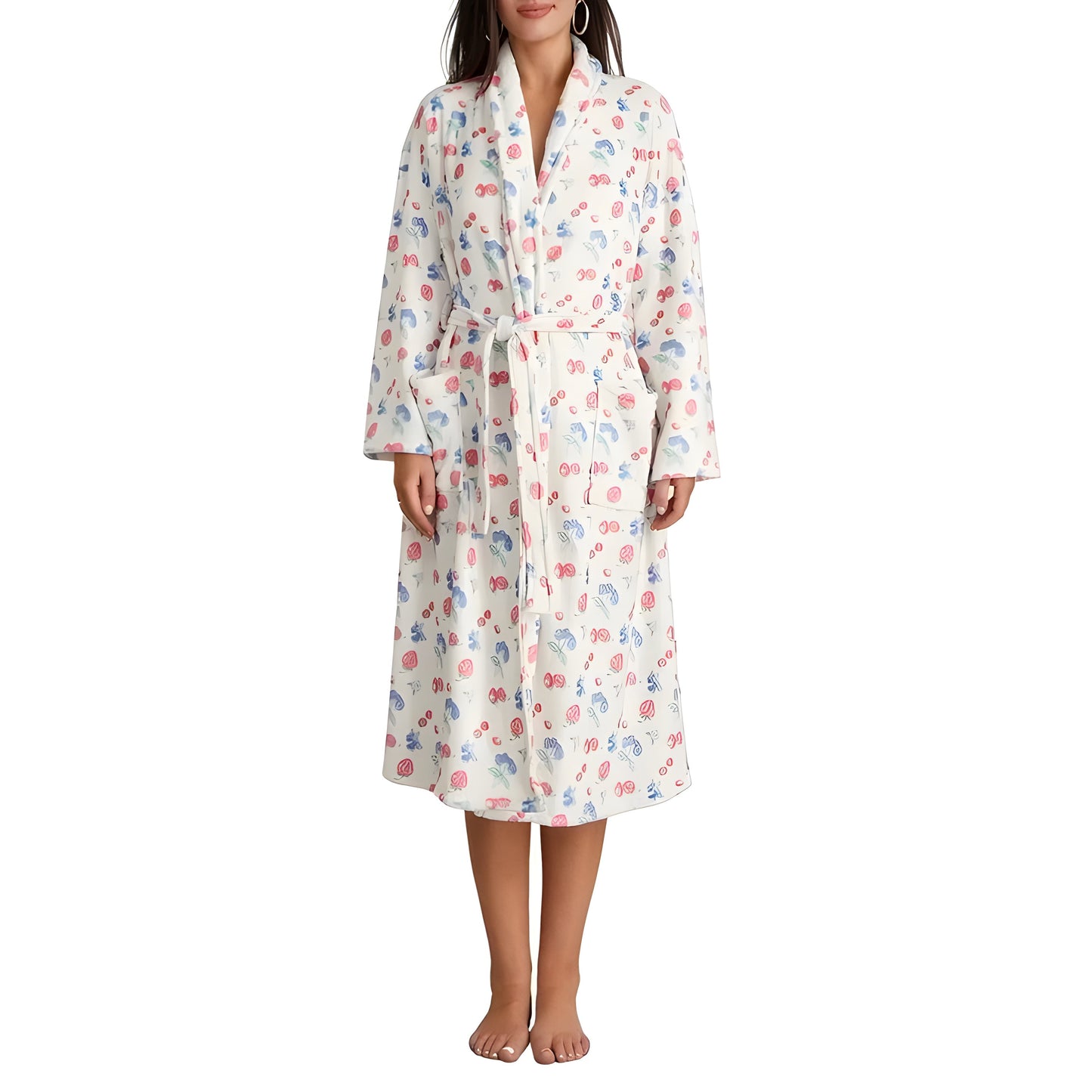 Blythe Badjas Dames - Zachte Fleece met Bloemenprint 0