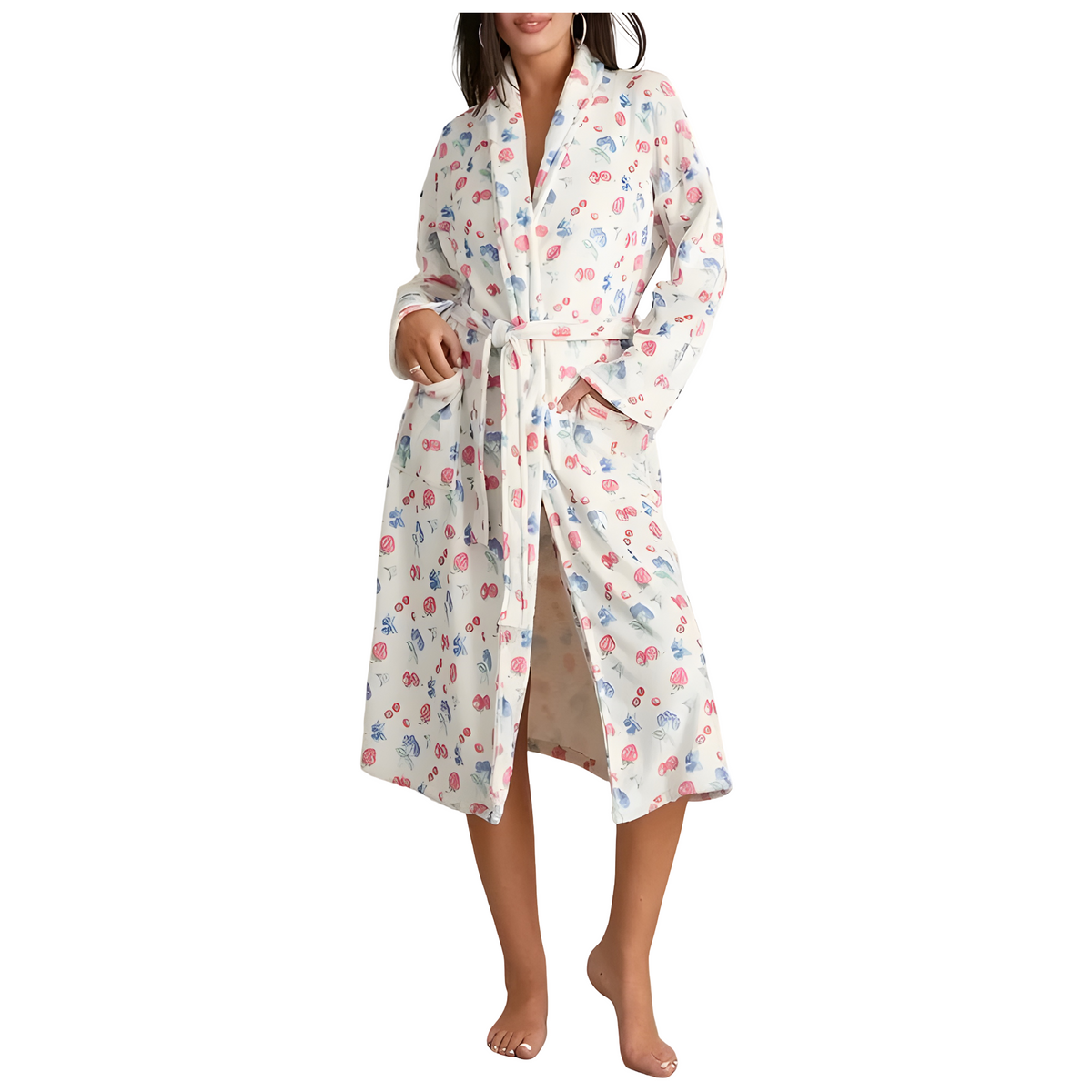 Blythe Badjas Dames - Zachte Fleece met Bloemenprint 1