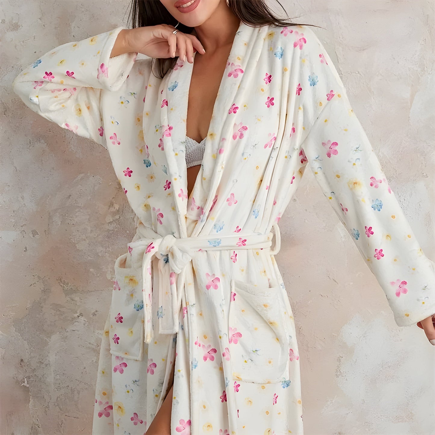 Blythe Badjas Dames - Zachte Fleece met Bloemenprint 7