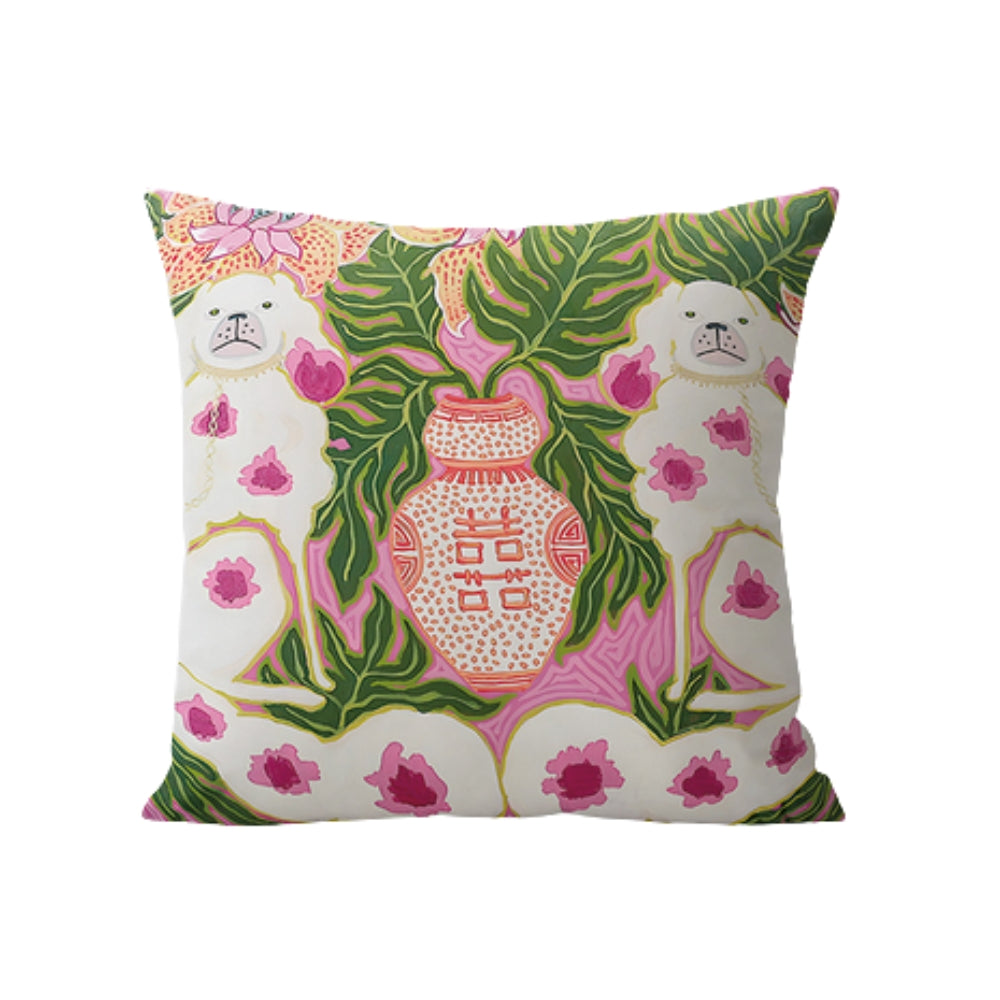 Blythe Kussenhoes - Microvezel, Roze Hondenmotief met Kwastjes 3