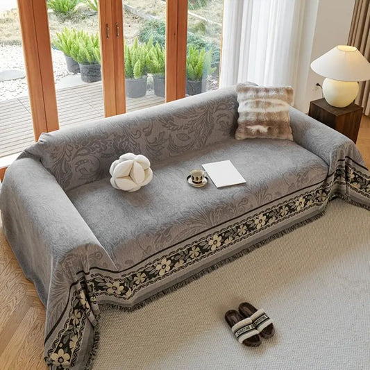 Bola Boho Bankhoes - Zachte Chenille, Aardetinten met Bloemdetail 0