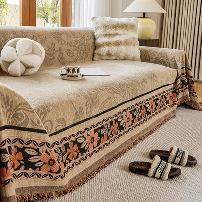 Bola Boho Bankhoes - Zachte Chenille, Aardetinten met Bloemdetail 1
