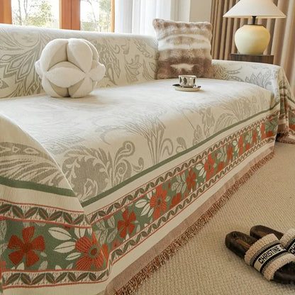 Bola Boho Bankhoes - Zachte Chenille, Aardetinten met Bloemdetail 4