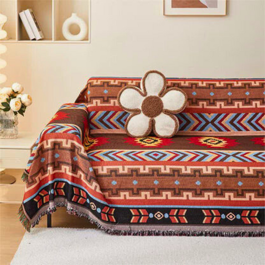 Boreal Bankhoes - Ademend Polyester-Katoenmix, Geometrisch Design met Kwastjes 0