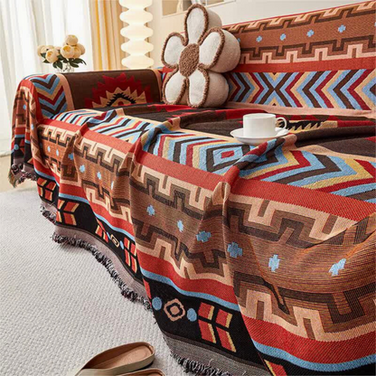 Boreal Bankhoes - Ademend Polyester-Katoenmix, Geometrisch Design met Kwastjes 1