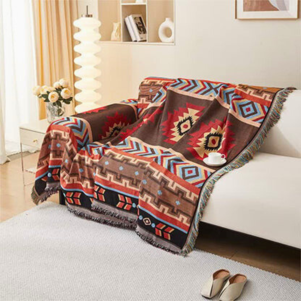Boreal Bankhoes - Ademend Polyester-Katoenmix, Geometrisch Design met Kwastjes 2
