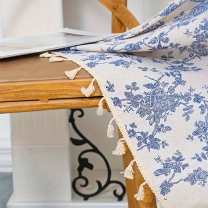 Boreal Gordijn - Semi-Transparant Polyester met Blauw Rozenpatroon 1