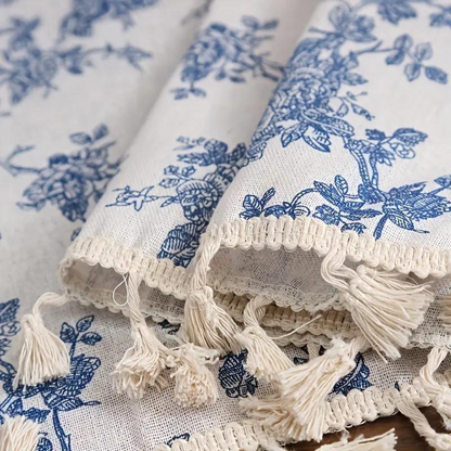 Boreal Gordijn - Semi-Transparant Polyester met Blauw Rozenpatroon 3