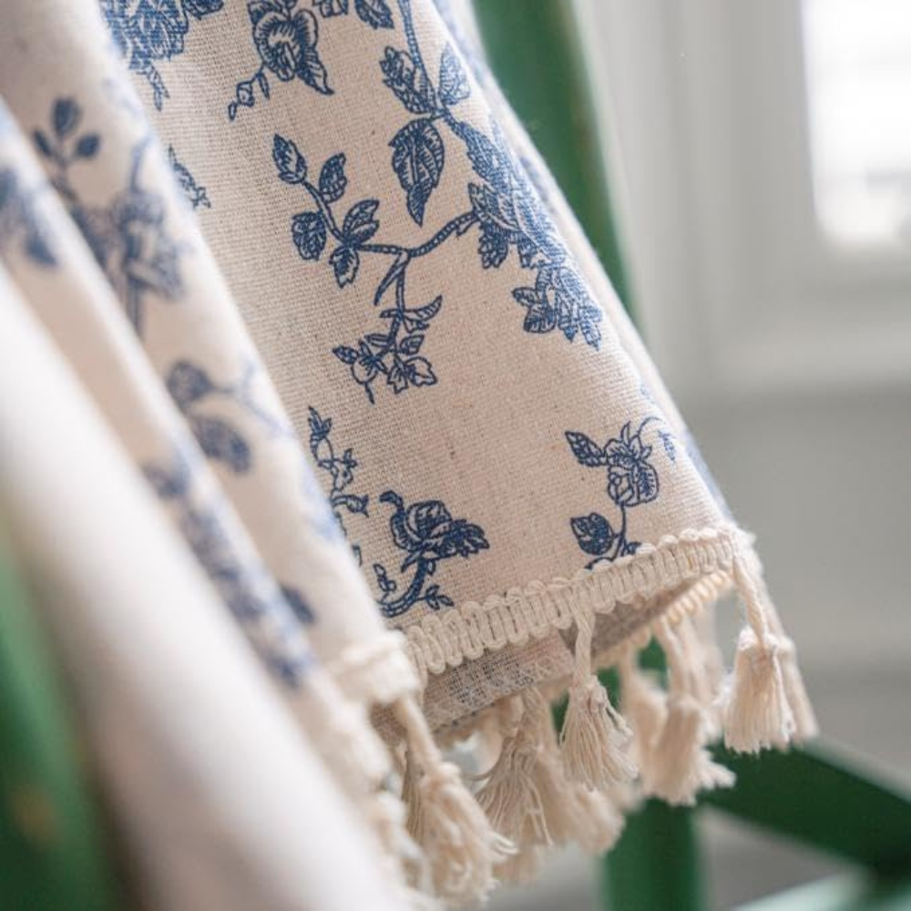 Boreal Gordijn - Semi-Transparant Polyester met Blauw Rozenpatroon 4