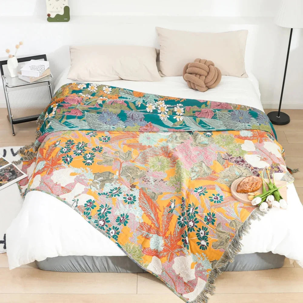 Boreal Patchwork Deken - Katoen, Bohemien Bloemrijk Design 1