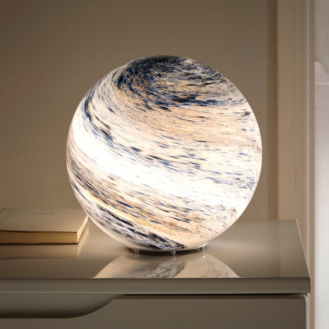 Boreas Tafellamp - Glaslook Met Wervelpatroon, Drie Kleurtemperaturen 0