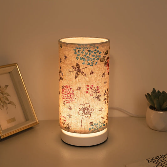 Bota Tafellamp - Gebloemde Stof, Vintage Nachtkast Lampje 0
