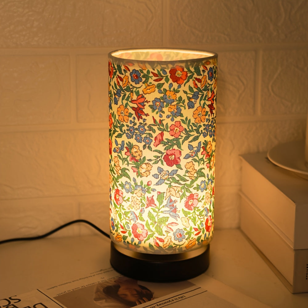 Bota Tafellamp - Gebloemde Stof, Vintage Nachtkast Lampje 7