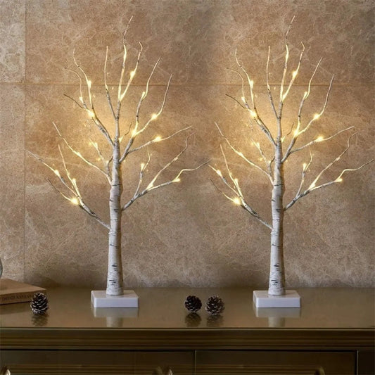 Boven Berkenboomdecor - LED Verlichting, USB Aangedreven 0