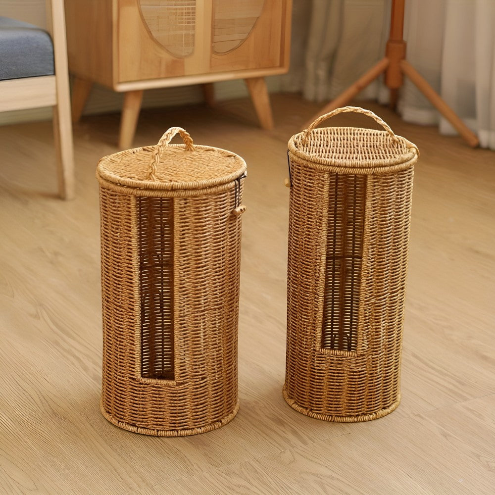RopeNestRoll™ – Gevlochten Toiletrolhouder Vrijstaand – Rustieke Badkamer Organizer