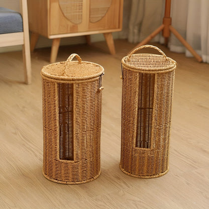 RopeNestRoll™ – Gevlochten Toiletrolhouder Vrijstaand – Rustieke Badkamer Organizer