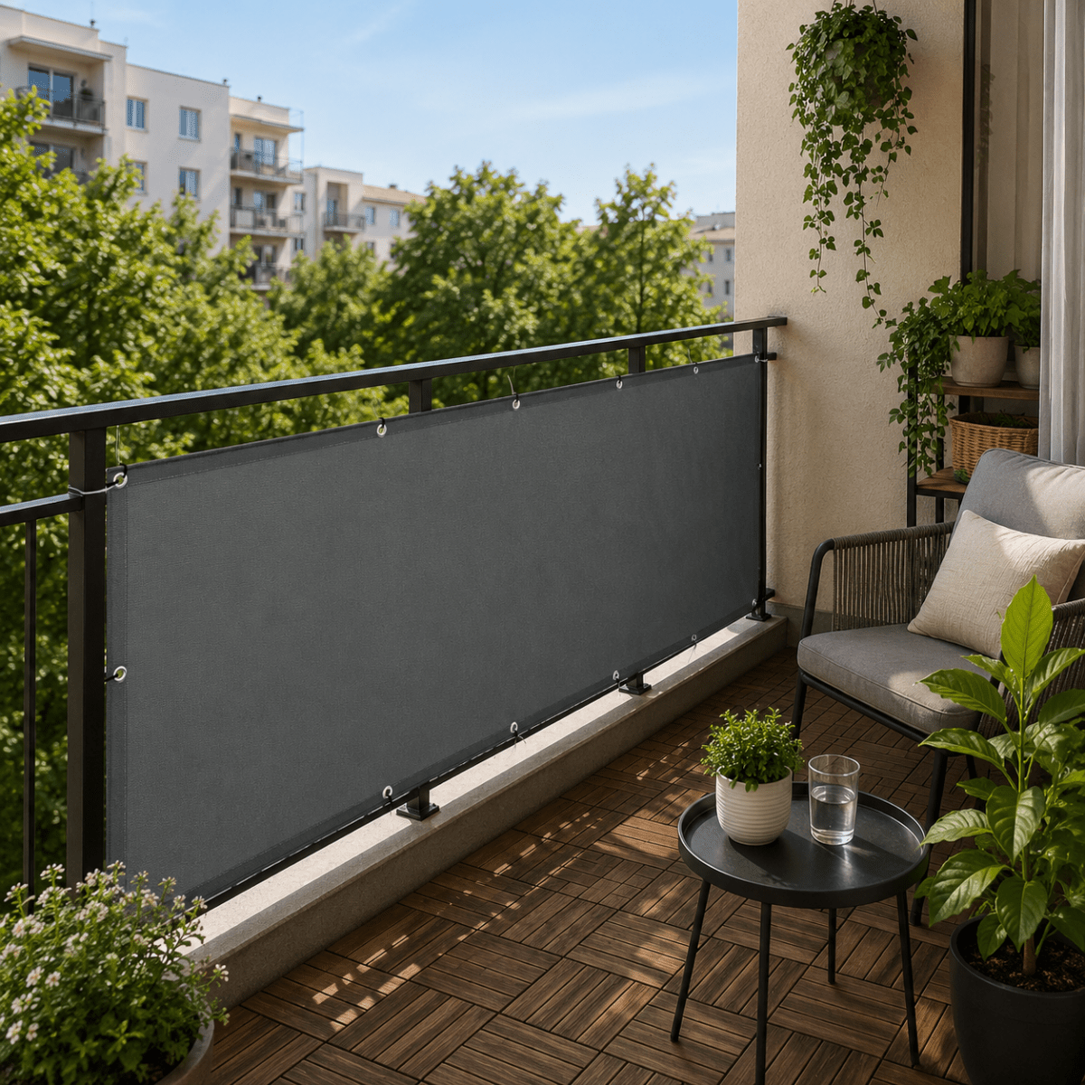 BreezeGuard Privacy Scherm - Weerbestendig Polyester voor Balkon en Terras 1