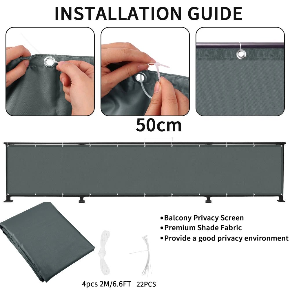 BreezeGuard Privacy Scherm - Weerbestendig Polyester voor Balkon en Terras 5