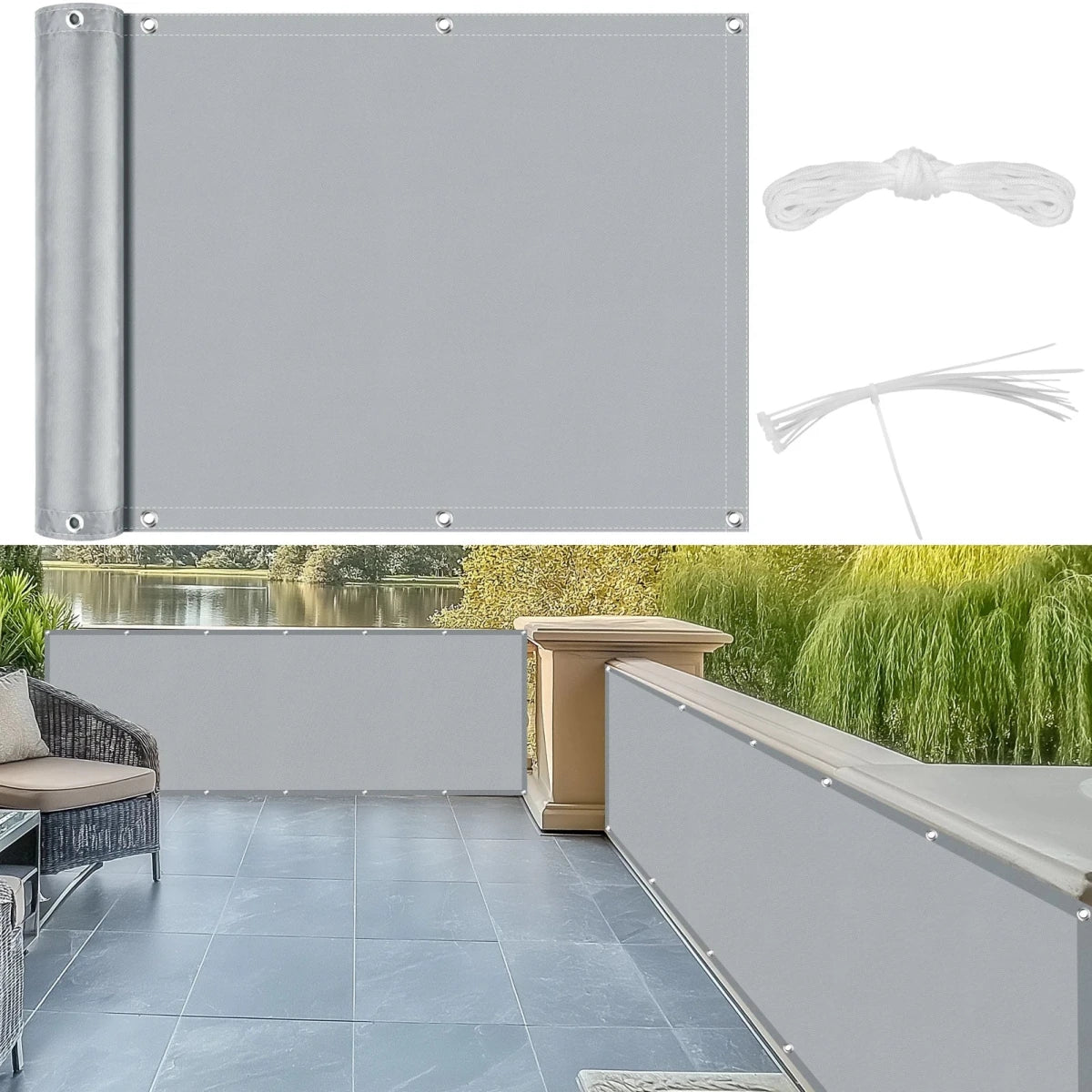 BreezeGuard Privacy Scherm - Weerbestendig Polyester voor Balkon en Terras 6