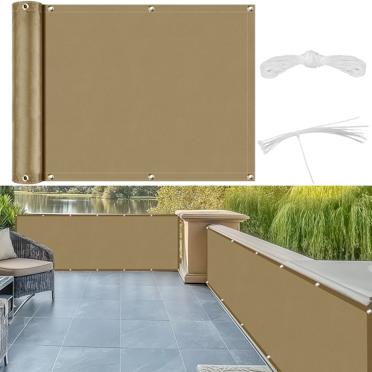 BreezeGuard Privacy Scherm - Weerbestendig Polyester voor Balkon en Terras 9
