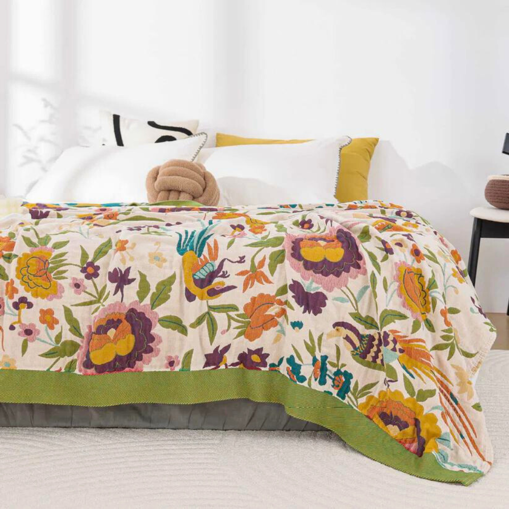 Breeze Blossom Dekbed - 100% Katoen, Lichtgewicht, Omkeerbaar Bloemmotief 0