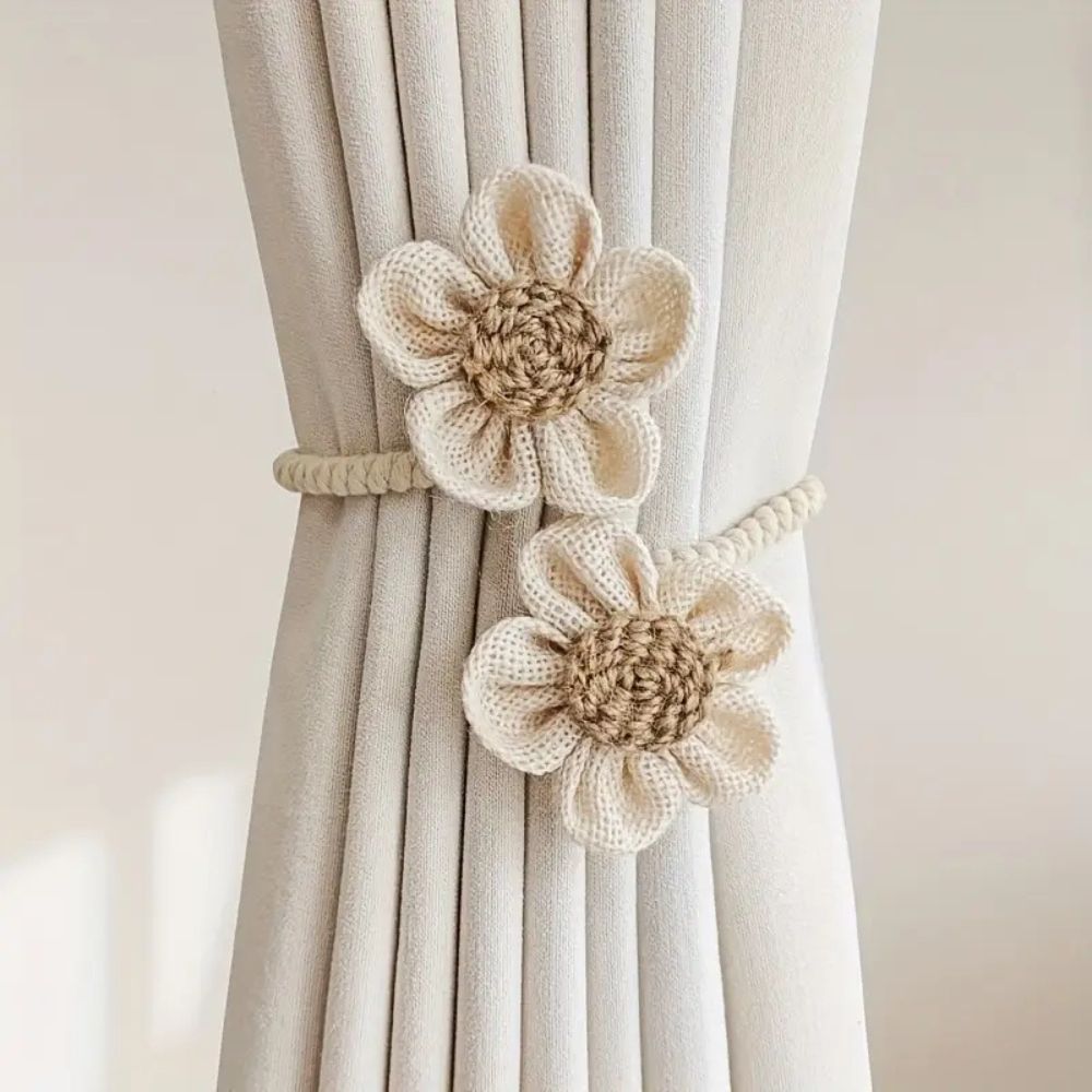 Brielle Gordijnbinders Set - Henneptouw, Elegant Bloemdesign 0
