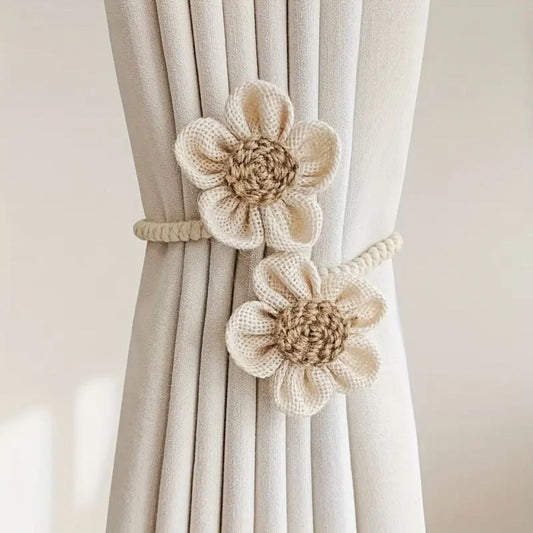 Brielle Gordijnbinders Set - Henneptouw, Elegant Bloemdesign 0